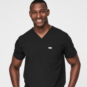 Men's Black Leon™ - Three-Pocket Scrub Top - M / Black